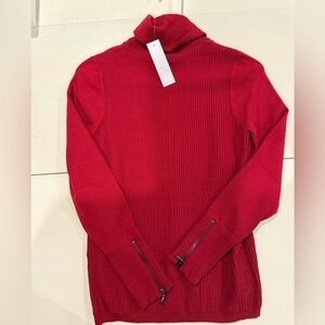 WHBM NWT Red Turtleneck Ribbed Sweater Small Petite